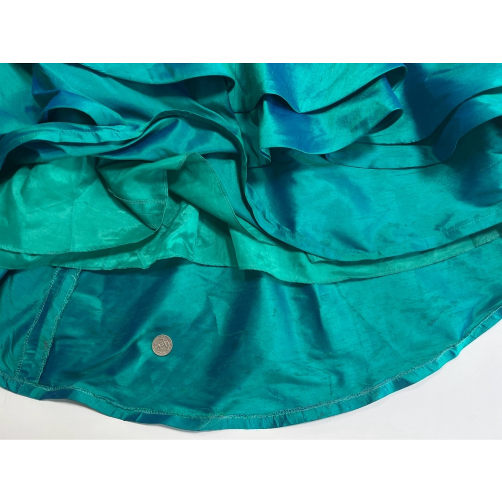 Women's JOVANI Silk Teal Mermaid Prom Jewelled Dress Size 12 - Picture 13 of 17